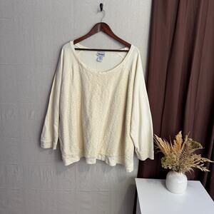 Anthony Richards Size 4X Off White Long Sleeve Top Lace Front Layer